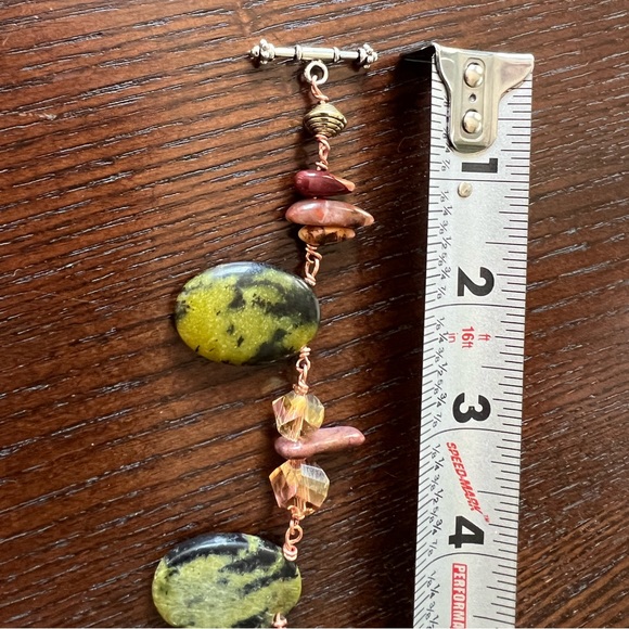 Handmade serpentine, jasper, & crystal copper wire gemstone necklace - Picture 7 of 8
